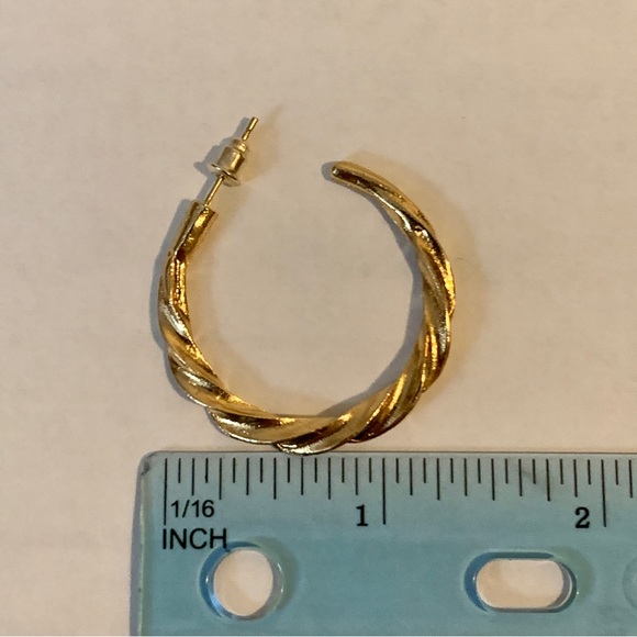 Twisted Gold Hoop Earrings - Picture 8 of 8